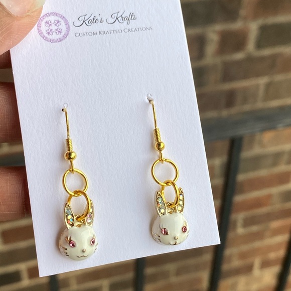 Bunny earrings with gold filled hypoallergenic ear wire - Picture 1 of 4